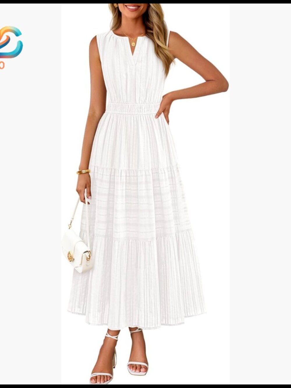 Sleeveless V-Neck Cotton Midi Maxi Dress With Pockets For Casual Beach Wear